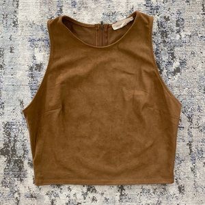 Suede Cognac Crop Top